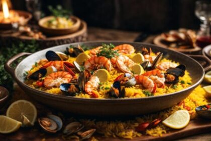 pork and chicken paella recipe food 52