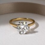 Two tone solitaire engagement rings